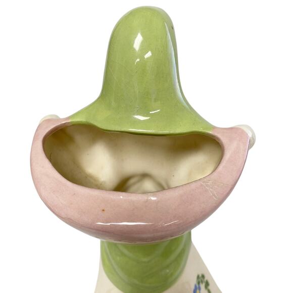 Vintage MK Signed Basket Lady Ceramic Pottery Decorative Vase - Picture 8 of 10